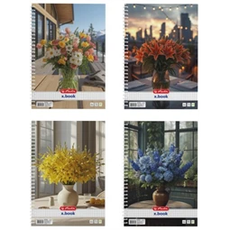 Spirálfüzet A/4 kockás HERLITZ 70 lapos Flower vegyes, minta nem választható