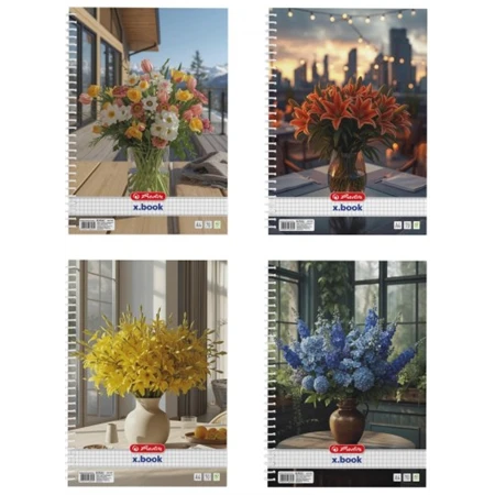 Spirálfüzet A/4 kockás HERLITZ 70 lapos Flower vegyes, minta nem választható