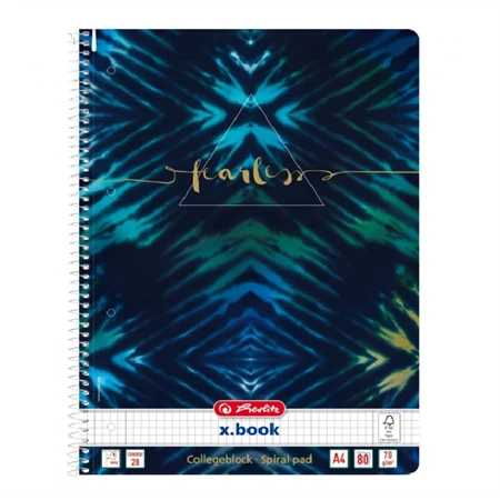 Spirálfüzet A/4 kockás HERLITZ X-Book 80 lapos lyukasztott Batic Fearless