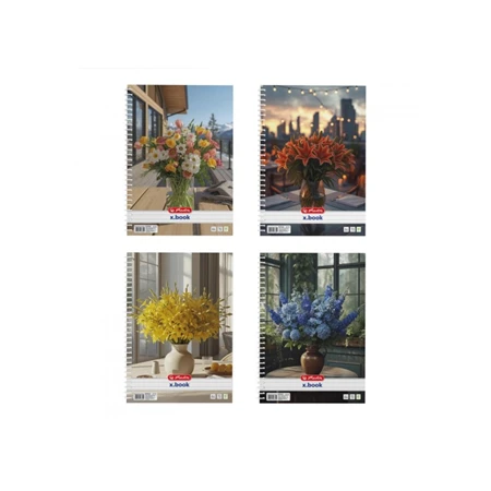 Spirálfüzet A/4 vonalas HERLITZ 70 lapos Flower 2026 vegyes, minta nem választható