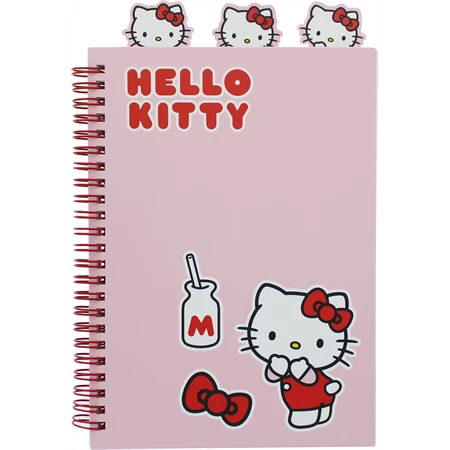 Spirálfüzet A/5 vonalas Hello Kitty figurás elválasztókkal, Pink