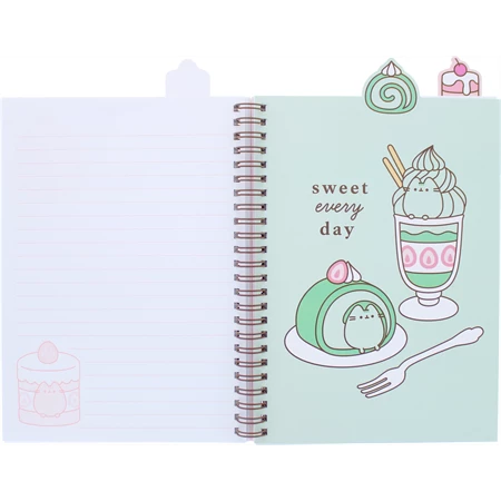 Spirálfüzet A/5 vonalas Pusheen  figurás elválasztókkal, Pink