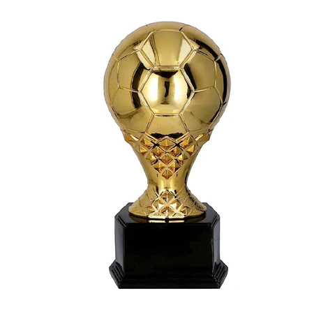 Sport figura resin RP2020/G labdarúgás, trófea, labda arany, fekete talpon, 24cm magas