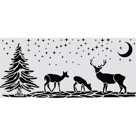 Stencil 12x25cm Christmas deers