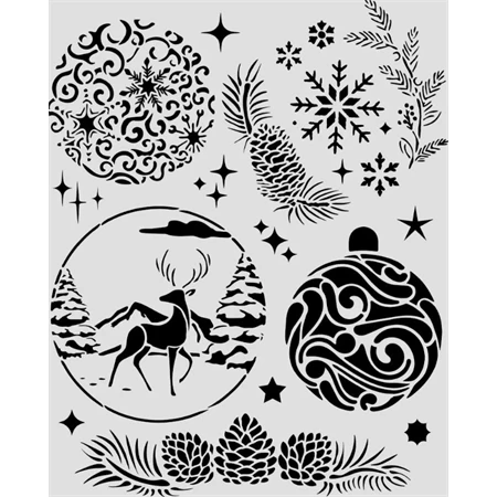 Stencil 20x25cm Christmas balls