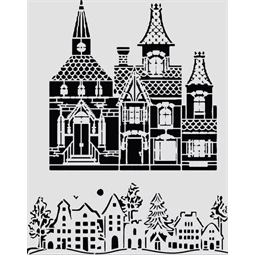 Stencil 20x25cm Christmas house