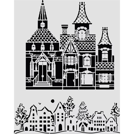 Stencil 20x25cm Christmas house