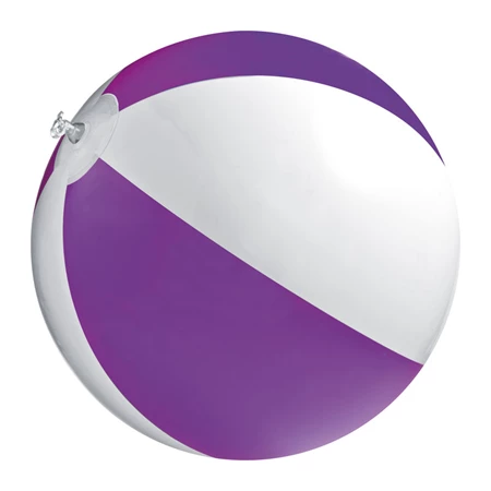 Strandlabda, felfújható, PVC, 26cm átmérő, 6 paneles fehér-lila
