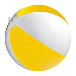 Strandlabda, felfújható, PVC, 26cm átmérő, 6 paneles fehér-sárga