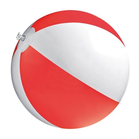 Strandlabda, felfújható, PVC, 26cm átmérő, 6 paneles fehér-piros