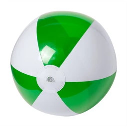 Strandlabda, felfújható, PVC, 28cm átmérő, 6 paneles fehér- áttetsző zöld