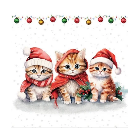 Szalvéta 1db 25x25cm Funny cute kitten, Cuki kis cicák