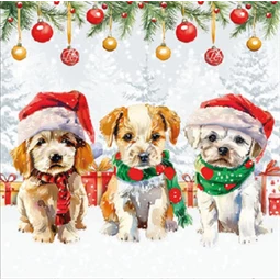 Szalvéta 1db 25x25cm Funny cute puppies, Cuki kiskutyák