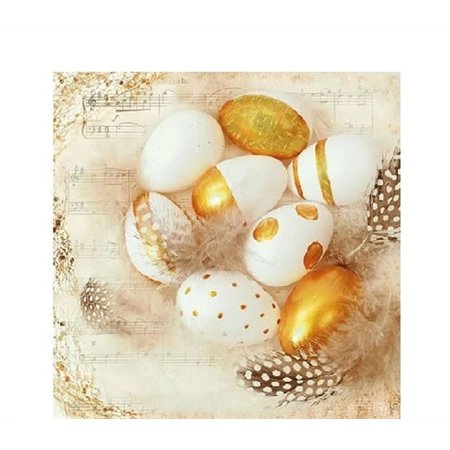 Szalvéta 1db 25x25cm Golden Eggs, Arany tojások