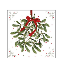 Szalvéta 1db 25x25cm Mistletoe, Fagyöngy
