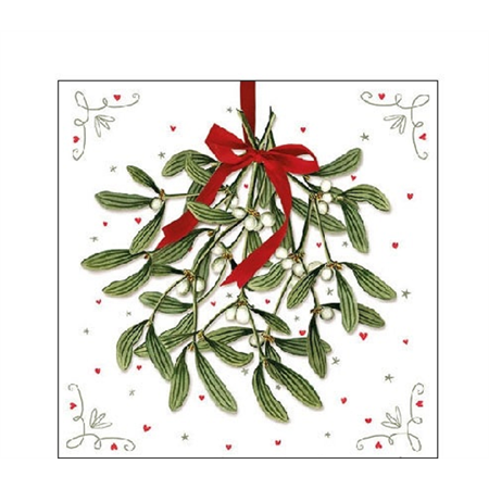 Szalvéta 1db 25x25cm Mistletoe, Fagyöngy