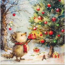 Szalvéta 1db 25x25cm Present for Hedgehog, Sünis ajándékozás