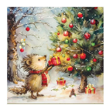 Szalvéta 1db 25x25cm Present for Hedgehog, Sünis ajándékozás