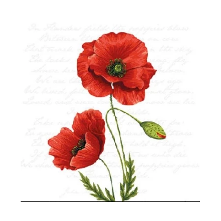 Szalvéta 1db 25x25cm Proud Poppy, Pompás pipacs