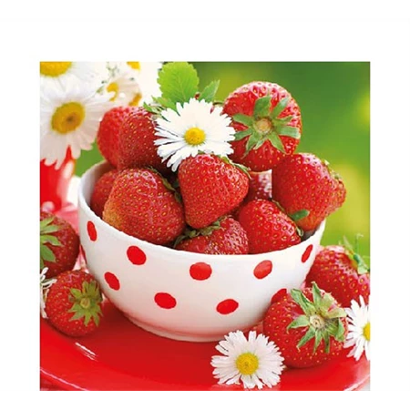 Szalvéta 1db 25x25cm Strawberries in bowl, Eper a tálban