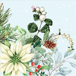 Szalvéta 1db 25x25cm White poinsettia, Fehér mikulásvirág