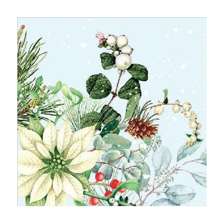 Szalvéta 1db 25x25cm White poinsettia, Fehér mikulásvirág