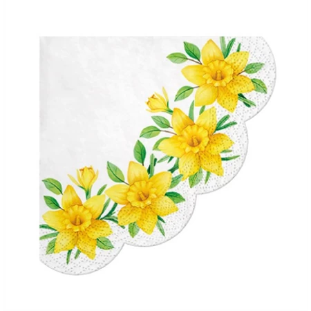 Szalvéta 1db 32cm háromszög Daffodils in Bloom, Virágzó nárciszok