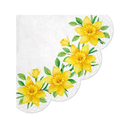 Szalvéta 1db 32cm háromszög Daffodils in Bloom, Virágzó nárciszok