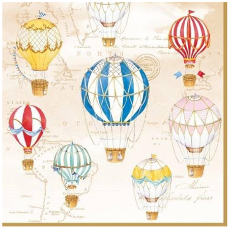 Szalvéta 1db 33x33cm Air ballons, Hőlégballonok