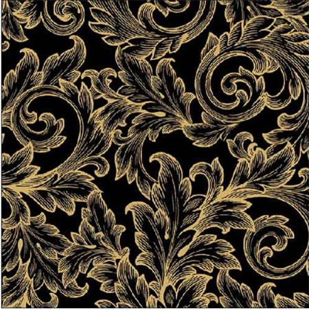 Szalvéta 1db 33x33cm BAROQUE GOLD/BLACK, Barokk arany/fekete