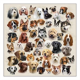 Szalvéta 1db 33x33cm Collection of Dogs, Kutyagyűjtemény