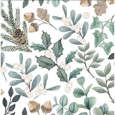 Szalvéta 1db 33x33cm Collection of leaves, Levél gyűjtemény