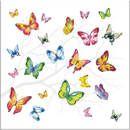 Szalvéta 1db 33x33cm Colorful Butterflies, Színes pillangó