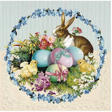 Szalvéta 1db 33x33cm Easter Egg Wreath, Húsvéti tojáskoszorú