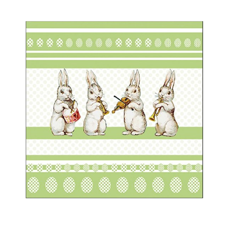 Szalvéta 1db 33x33cm Easter Music Green, Húsvéti zene, zöld