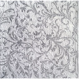 Szalvéta 1db 33x33cm Elegance Damask white-silver, Elegáns fehér-ezüst