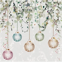 Szalvéta 1db 33x33cm Floral Christmas grey, Függő díszek