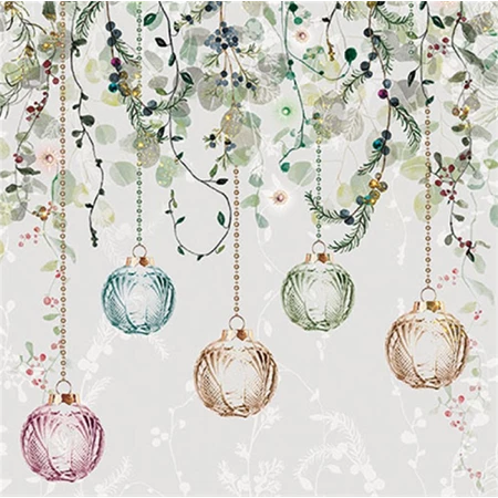 Szalvéta 1db 33x33cm Floral Christmas grey, Függő díszek