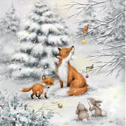 Szalvéta 1db 33x33cm Fox in forest, Róka az erdőben