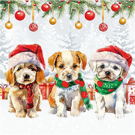 Szalvéta 1db 33x33cm Funny cute Puppys, Aranyos kiskutyák
