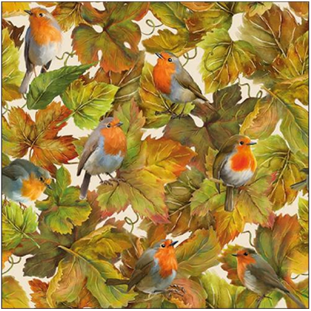 Szalvéta 1db 33x33cm Hidden Robins, Rejtett vörösbegyek