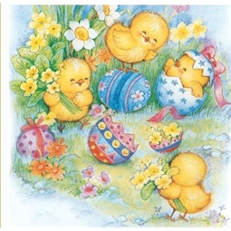 Szalvéta 1db 33x33cm Joyful Little Chickens, Kis csirkék
