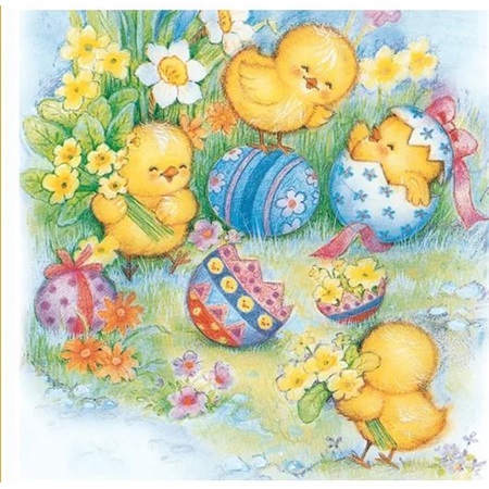 Szalvéta 1db 33x33cm Joyful Little Chickens, Kis csirkék