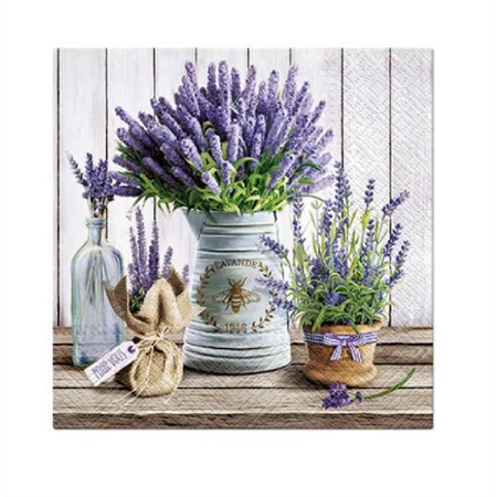 Szalvéta 1db 33x33cm Lavander in Bucket, Levandula vödörben