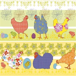 Szalvéta 1db 33x33cm Modern Chickens yellow, Modern csirke sárga