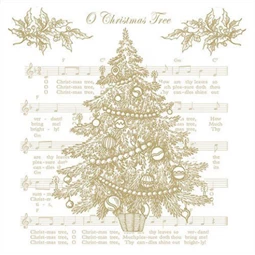 Szalvéta 1db 33x33cm O Christmas Tree Gold, Arany karácsonyfa ének