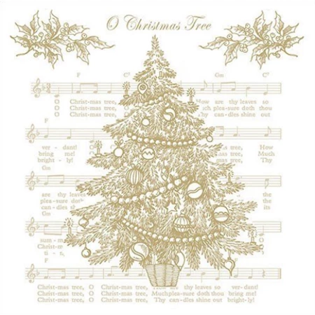 Szalvéta 1db 33x33cm O Christmas Tree Gold, Arany karácsonyfa ének