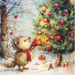 Szalvéta 1db 33x33cm Present for Hedgehog, Sünis ajándékozás