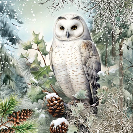 Szalvéta 1db 33x33cm Snowy Owl, Havas Bagoly