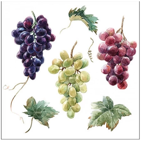 Szalvéta 1db 33x33cm Wine Grapes, Szőlőfürtök